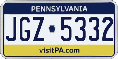 PA license plate JGZ5332