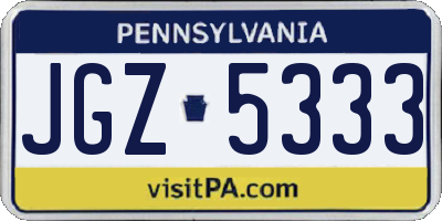 PA license plate JGZ5333