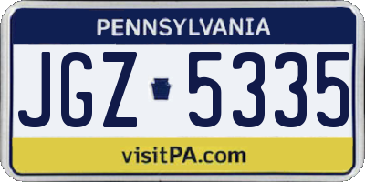 PA license plate JGZ5335