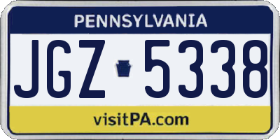 PA license plate JGZ5338