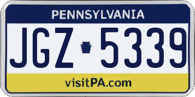PA license plate JGZ5339