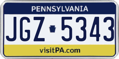 PA license plate JGZ5343