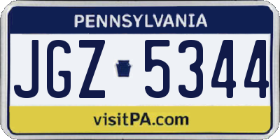 PA license plate JGZ5344