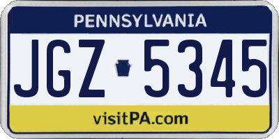 PA license plate JGZ5345