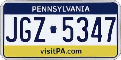 PA license plate JGZ5347