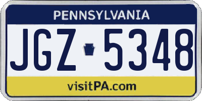 PA license plate JGZ5348