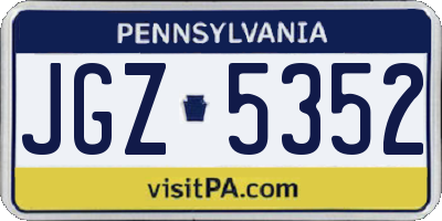 PA license plate JGZ5352
