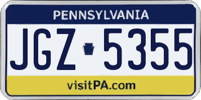 PA license plate JGZ5355