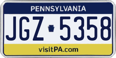 PA license plate JGZ5358