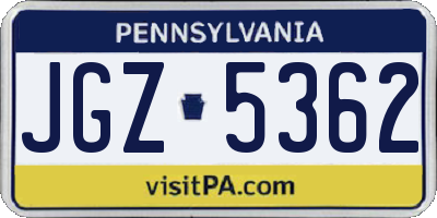 PA license plate JGZ5362