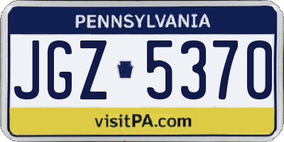 PA license plate JGZ5370