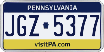 PA license plate JGZ5377