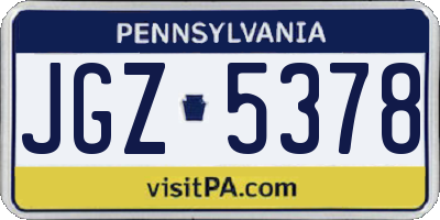 PA license plate JGZ5378