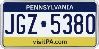 PA license plate JGZ5380
