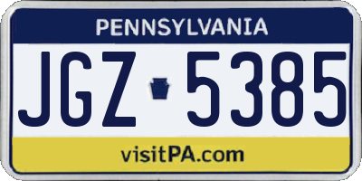 PA license plate JGZ5385