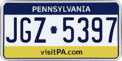 PA license plate JGZ5397