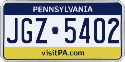 PA license plate JGZ5402