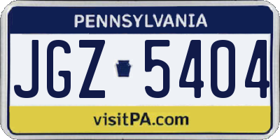 PA license plate JGZ5404