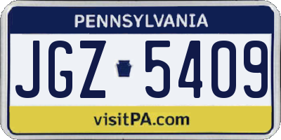 PA license plate JGZ5409