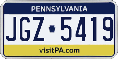PA license plate JGZ5419