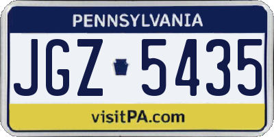 PA license plate JGZ5435