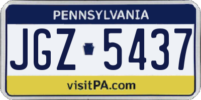 PA license plate JGZ5437