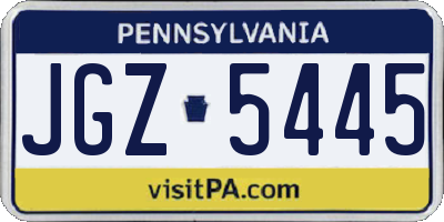 PA license plate JGZ5445