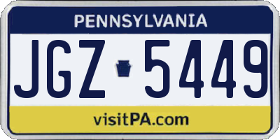 PA license plate JGZ5449