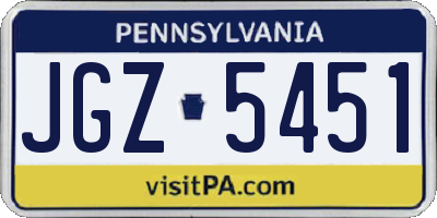 PA license plate JGZ5451