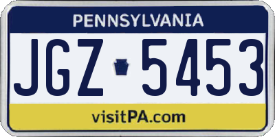 PA license plate JGZ5453