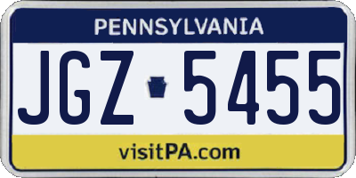 PA license plate JGZ5455