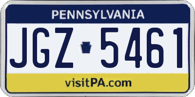 PA license plate JGZ5461