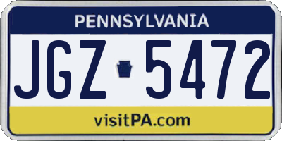 PA license plate JGZ5472