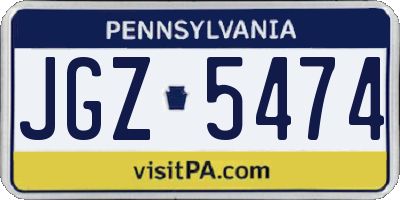 PA license plate JGZ5474
