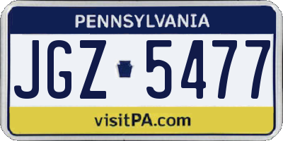 PA license plate JGZ5477