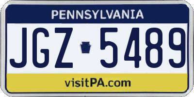 PA license plate JGZ5489