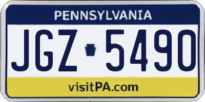 PA license plate JGZ5490