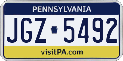 PA license plate JGZ5492