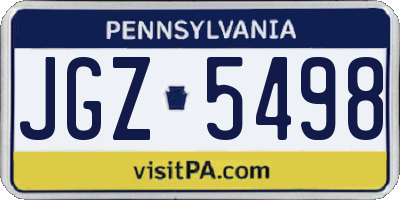 PA license plate JGZ5498