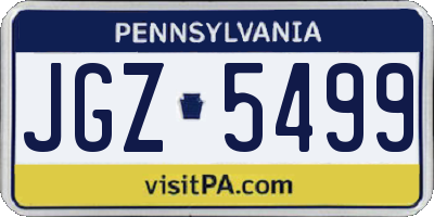 PA license plate JGZ5499