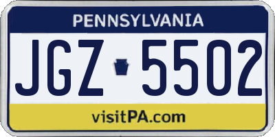 PA license plate JGZ5502