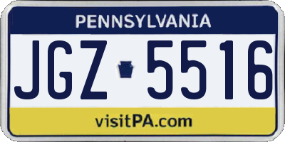 PA license plate JGZ5516