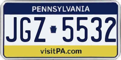 PA license plate JGZ5532
