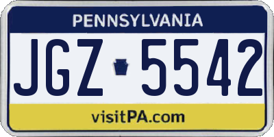 PA license plate JGZ5542