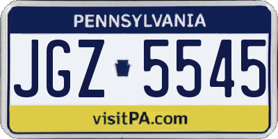 PA license plate JGZ5545