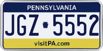 PA license plate JGZ5552