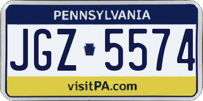 PA license plate JGZ5574