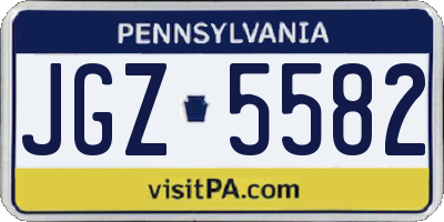 PA license plate JGZ5582