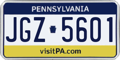 PA license plate JGZ5601