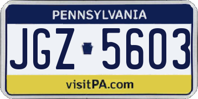 PA license plate JGZ5603